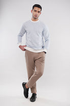 Striped Terry Sweatshirt - Sky Blue - Mendeez