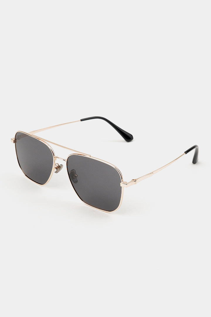 Double Bridge Square Sunglasses - Black - Mendeez