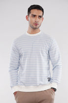 Striped Terry Sweatshirt - Sky Blue - Mendeez