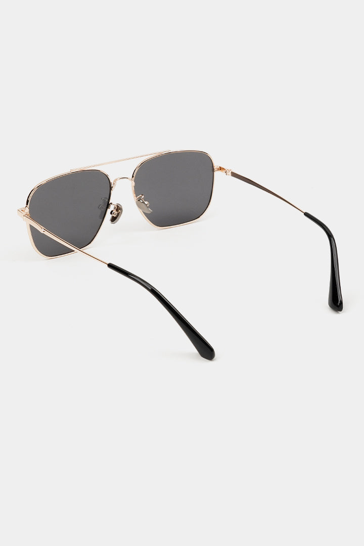 Double Bridge Square Sunglasses - Black - Mendeez