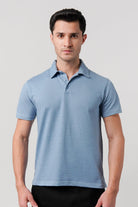 Textured Polo Shirt - Ocean Blue - Mendeez