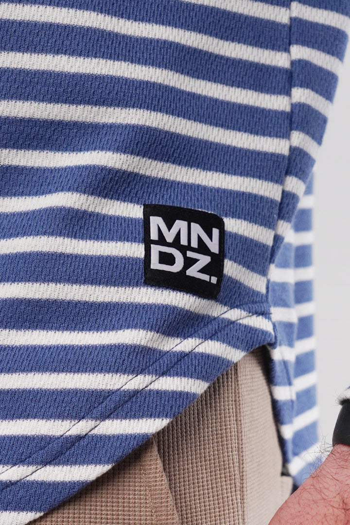 Striped Thermal Sweatshirt - Blue & White - Mendeez