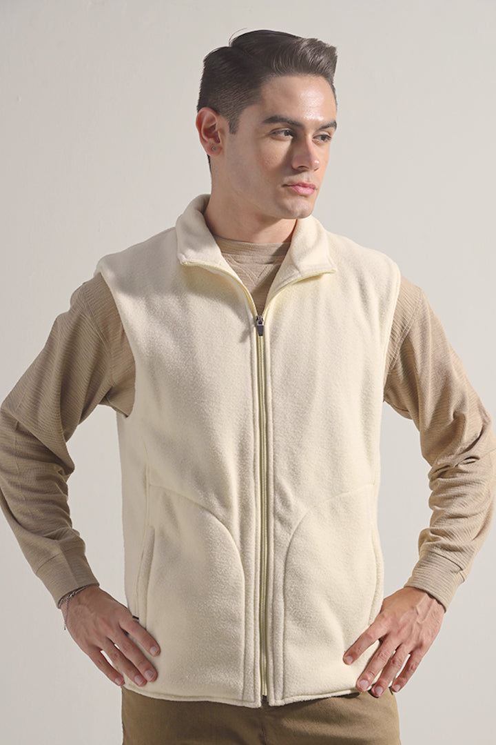 Polar Fleece Zipper - Cream - Mendeez