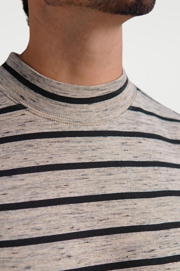 Vanilla Whisper Mock Neck Striped Sweatshirt - Mendeez PK 