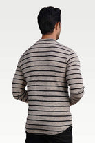 Vanilla Whisper Mock Neck Striped Sweatshirt - Mendeez PK 