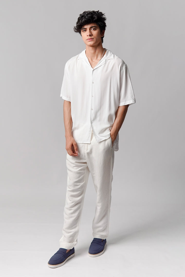 Linen Cuban Shirt - White - Mendeez