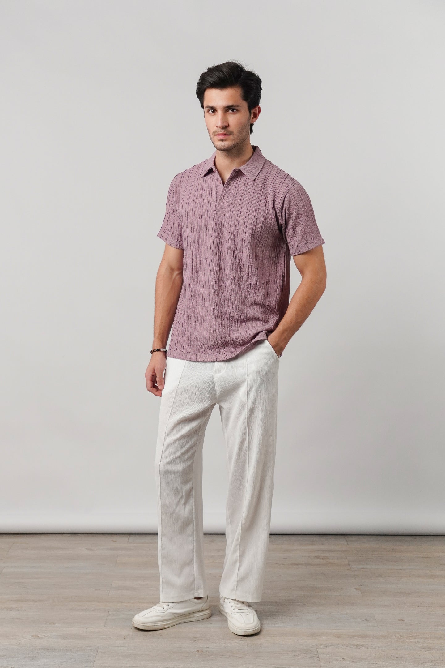 Knitted Polo Shirt - Lilac - Mendeez