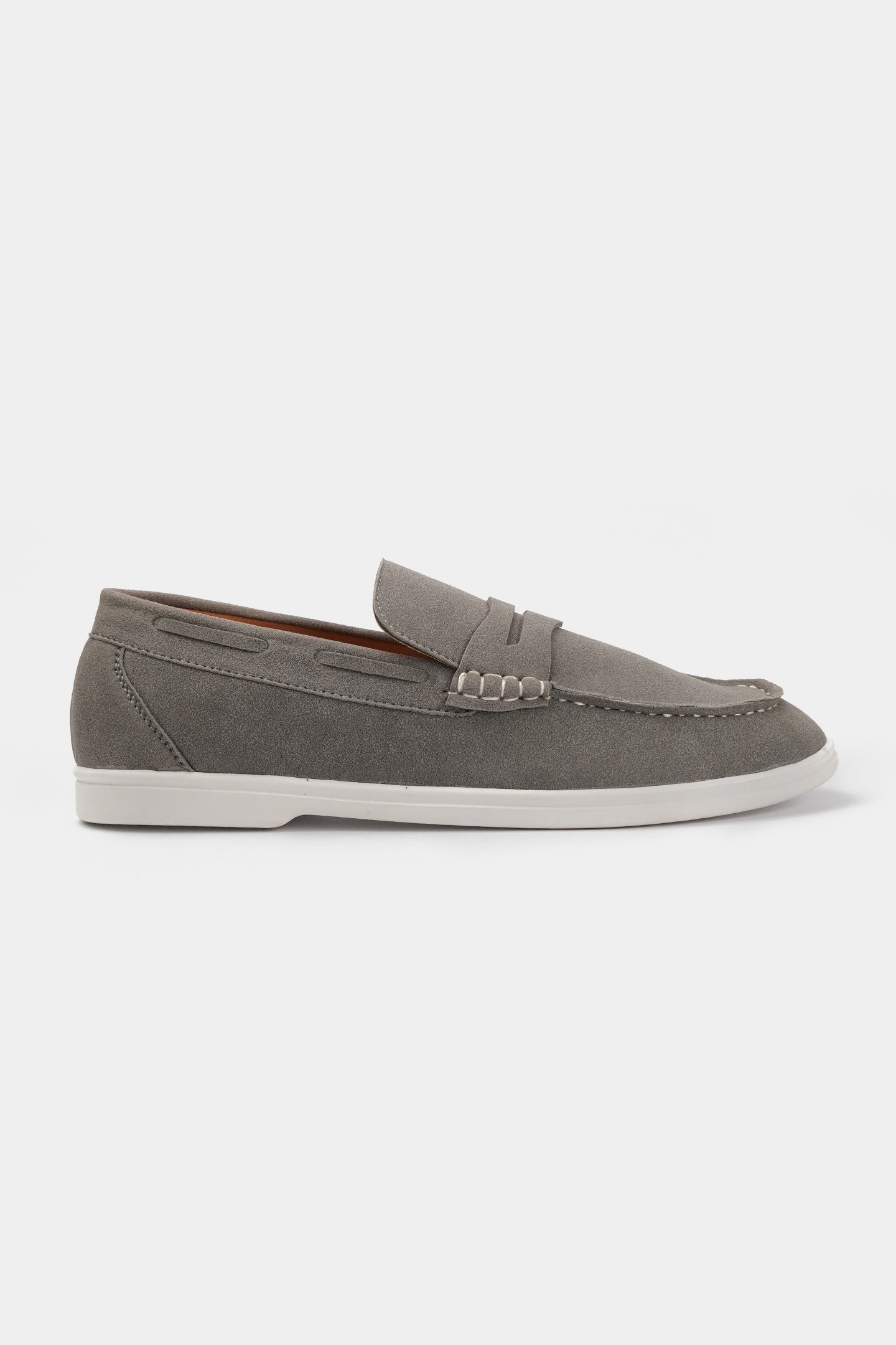 Penny Suede Loafers - Grey - Mendeez