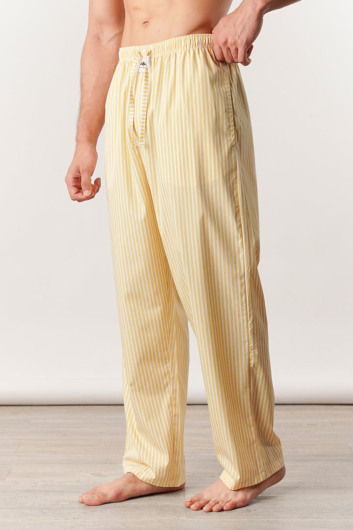 Striped Woven Pajamas - Yellow & White - Mendeez