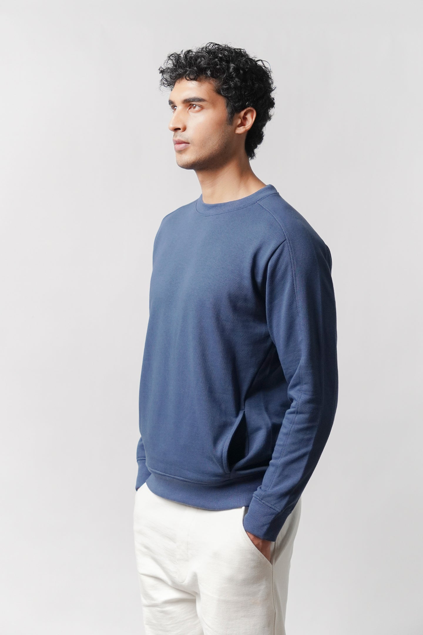Side-Pocket Sweatshirt - Ocean Blue - Mendeez