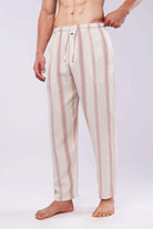 Striped Woven Pajamas - Off White - Mendeez