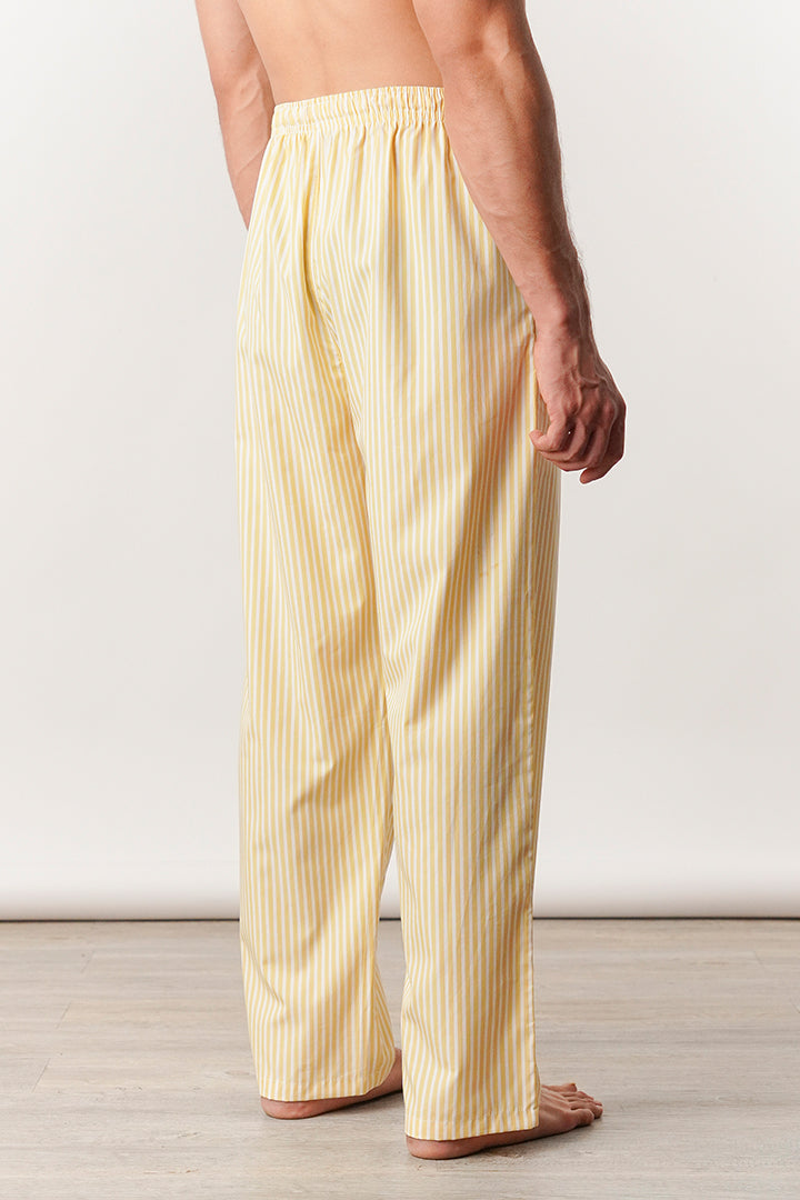 Striped Woven Pajamas - Yellow & White - Mendeez