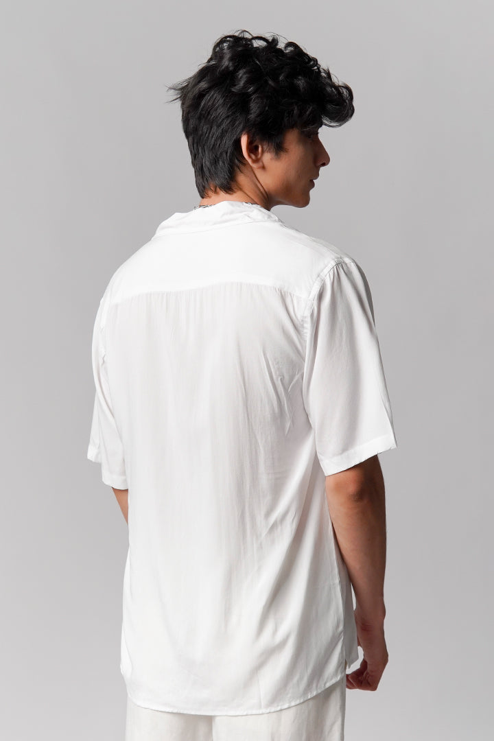 Linen Cuban Shirt - White - Mendeez