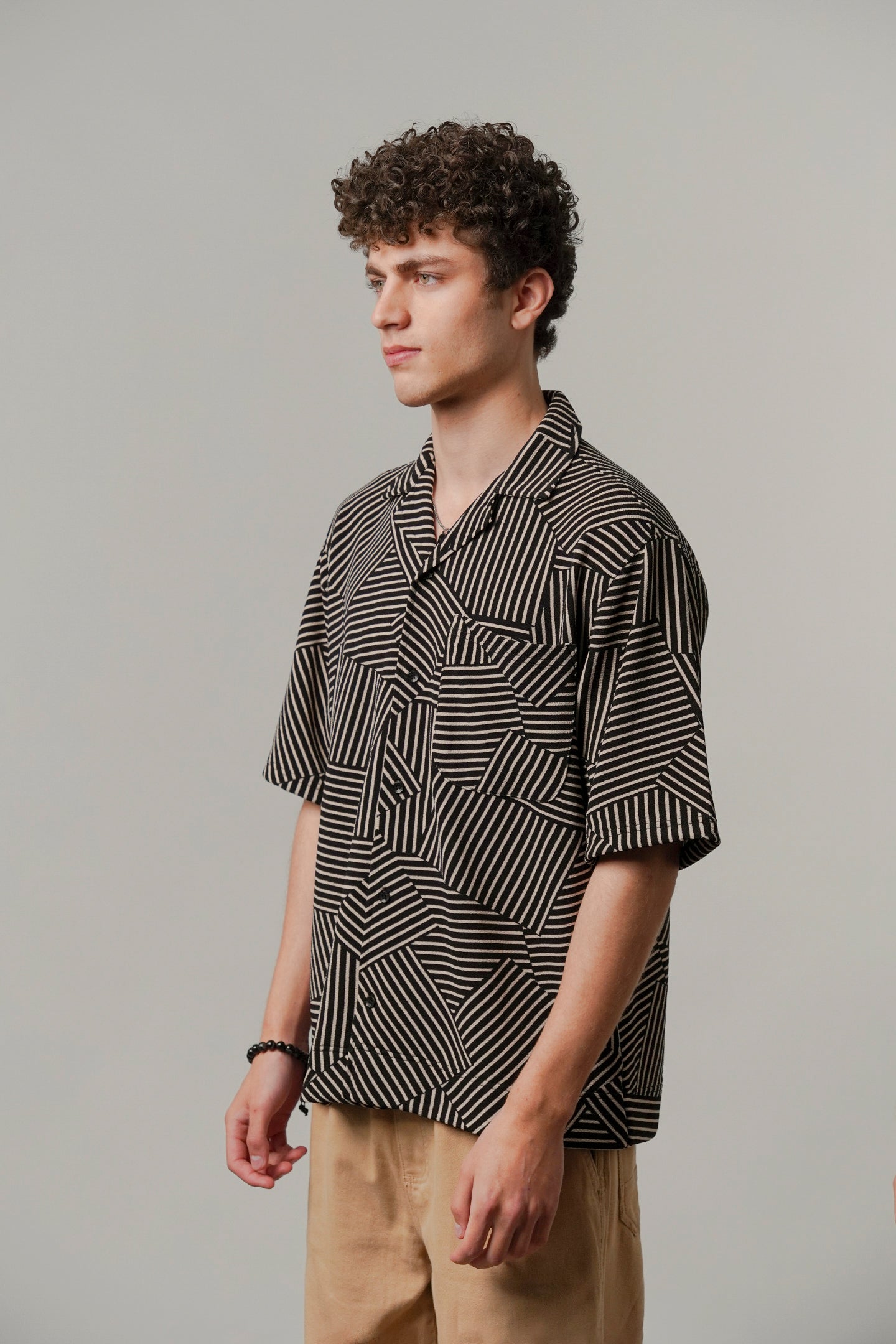 Striped Box Cuban Shirt - Black - Mendeez