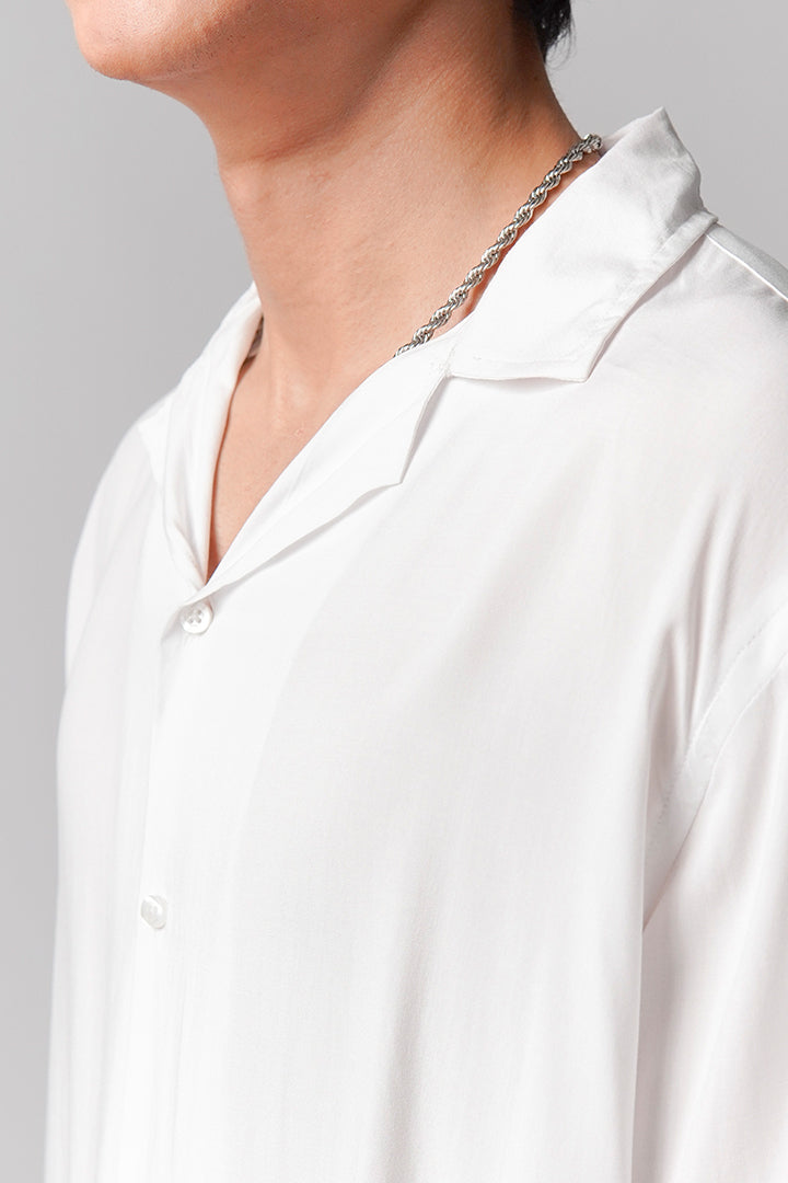 Linen Cuban Shirt - White - Mendeez