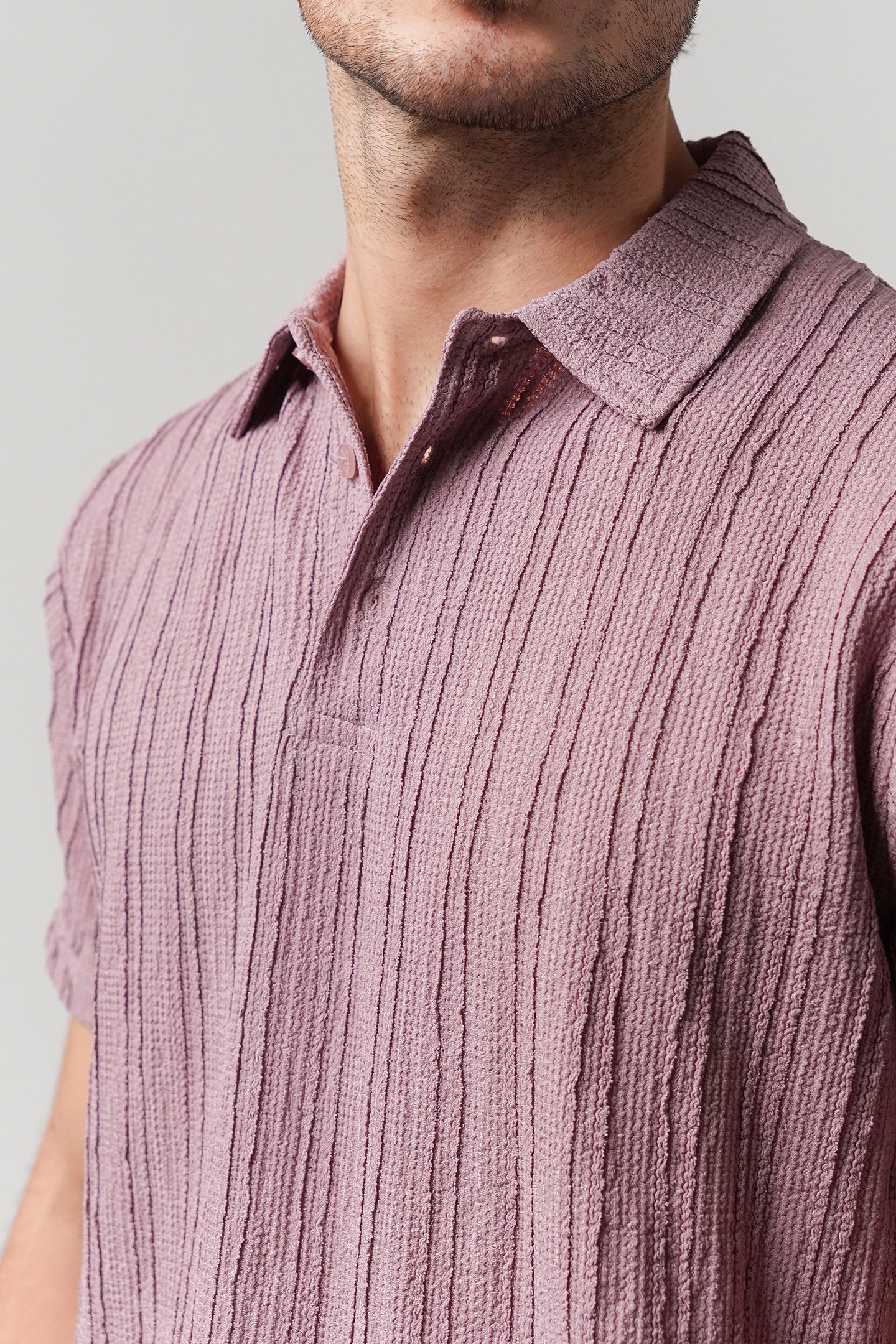 Knitted Polo Shirt - Lilac - Mendeez