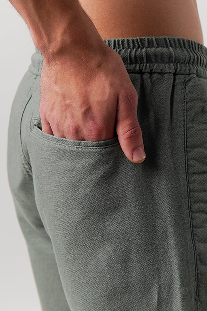 Linen Blend Shorts - Sage Green - Mendeez