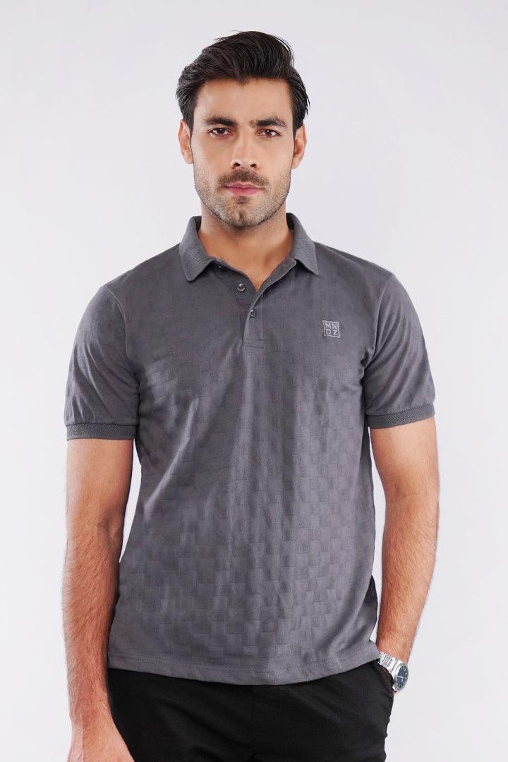 Jacquard Polo Shirt - Grey - Mendeez