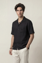 Oversized Cuban Shirt - Black - Mendeez