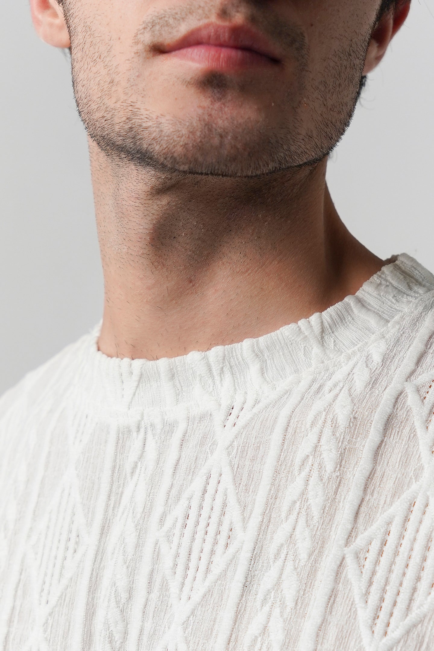 Textured Oversized T-Shirt - White - Mendeez