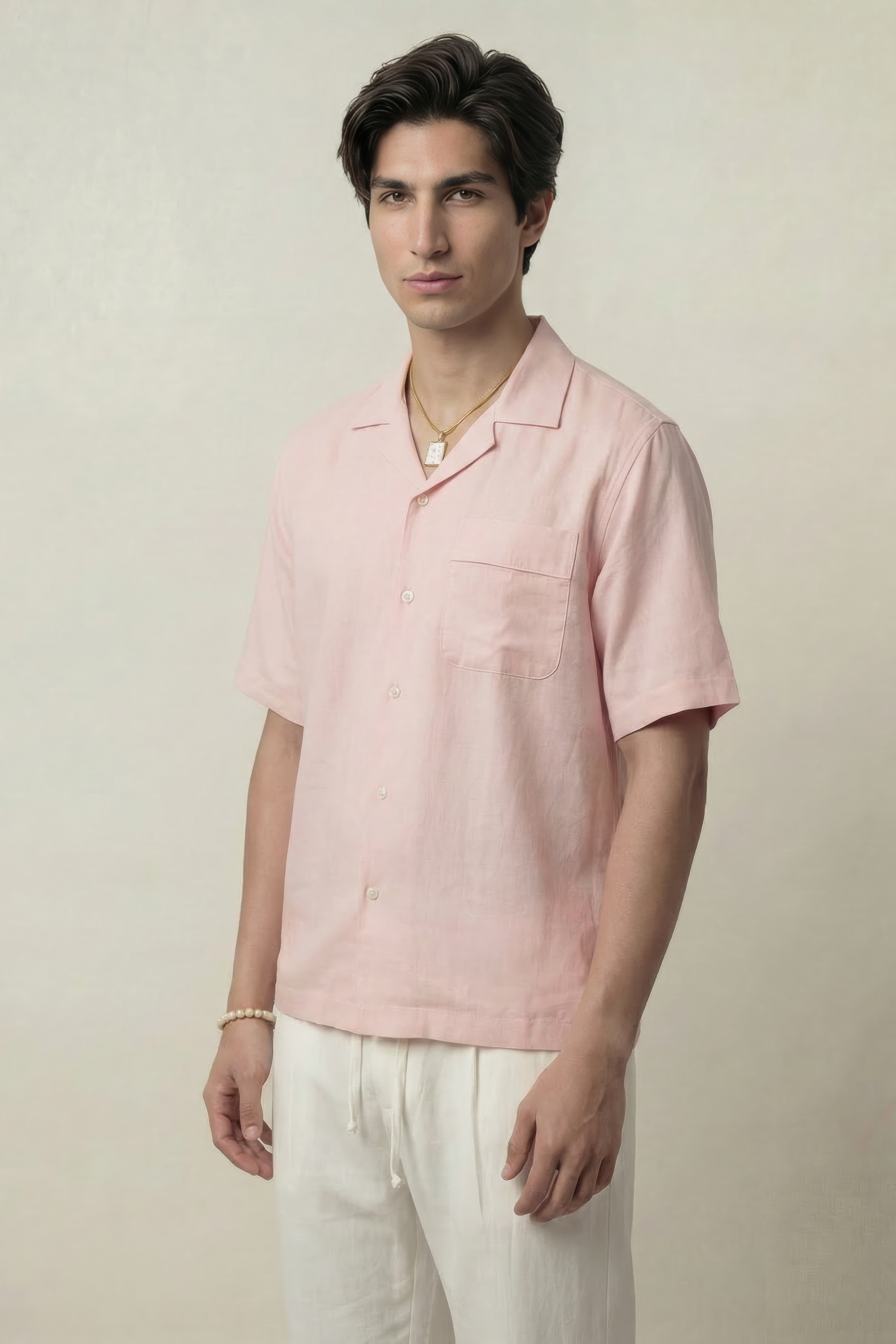 Oversized Cuban Shirt - Powder Pink - Mendeez