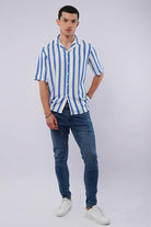 Striped Cuban Shirt - Blue & White - Mendeez