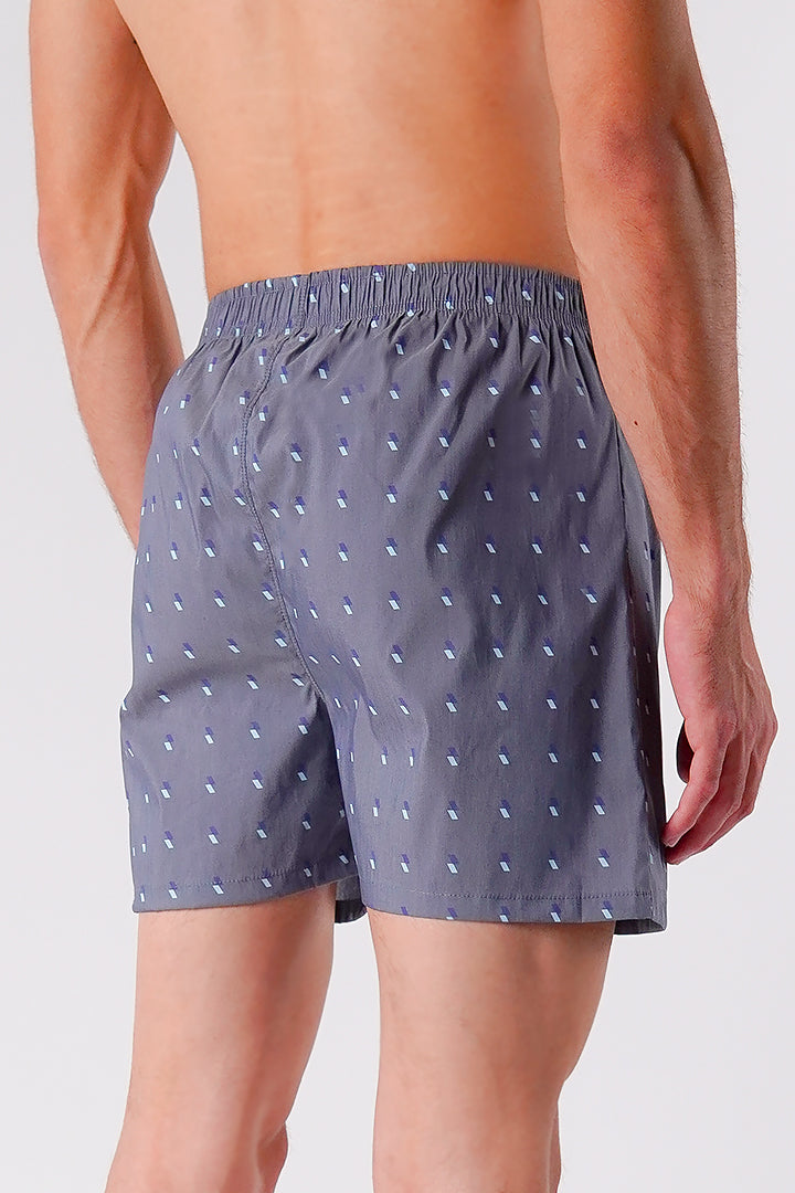 Printed Woven Boxer Shorts - Dark Grey - Mendeez