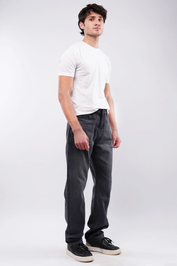 Straight Fit Denim - Faded Black - Mendeez
