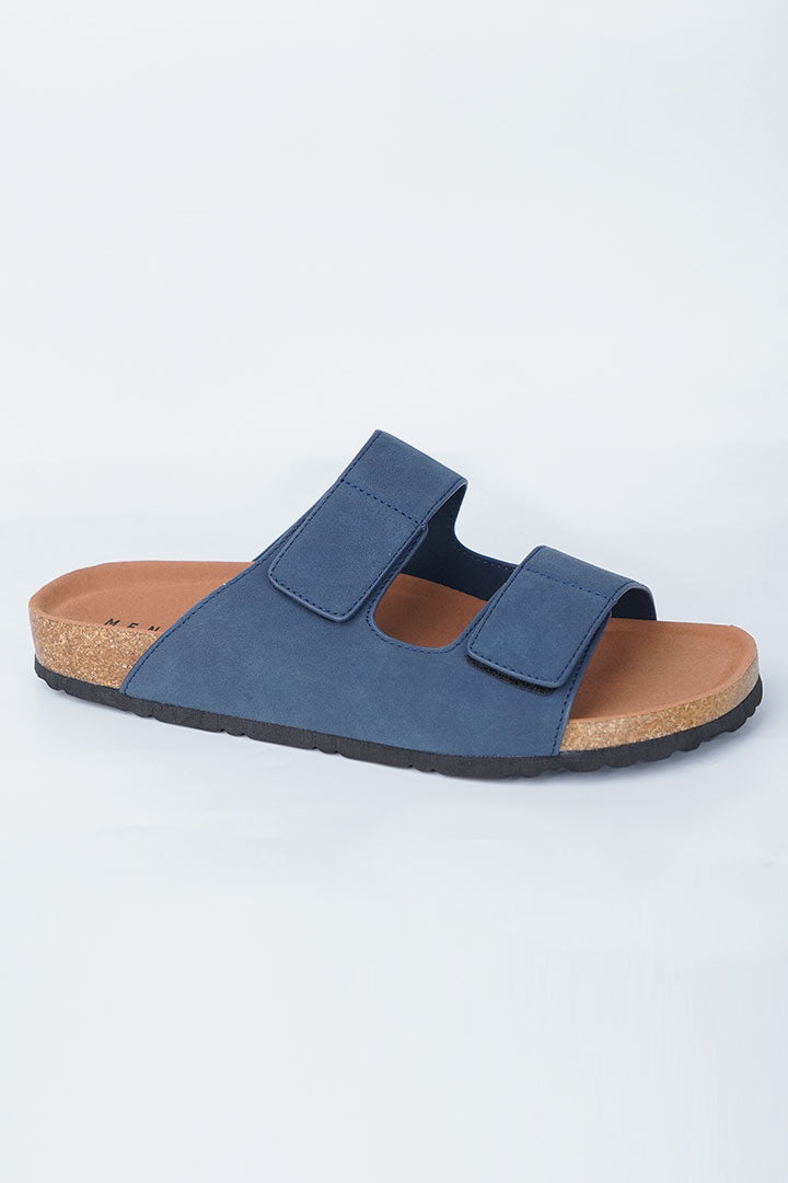 Two-Strap Velcro Slides - Navy Blue - Mendeez