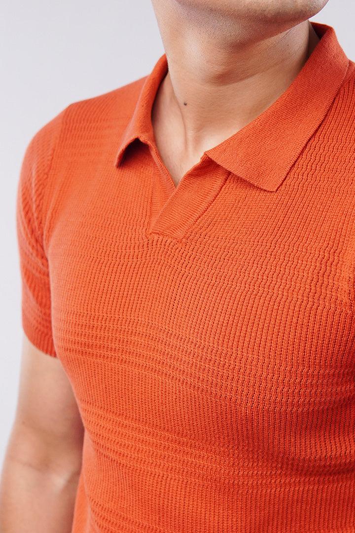 Johnny Collar Polo Shirt - Orange - Mendeez