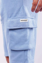 Terry Cargo Shorts - Light Blue - Mendeez