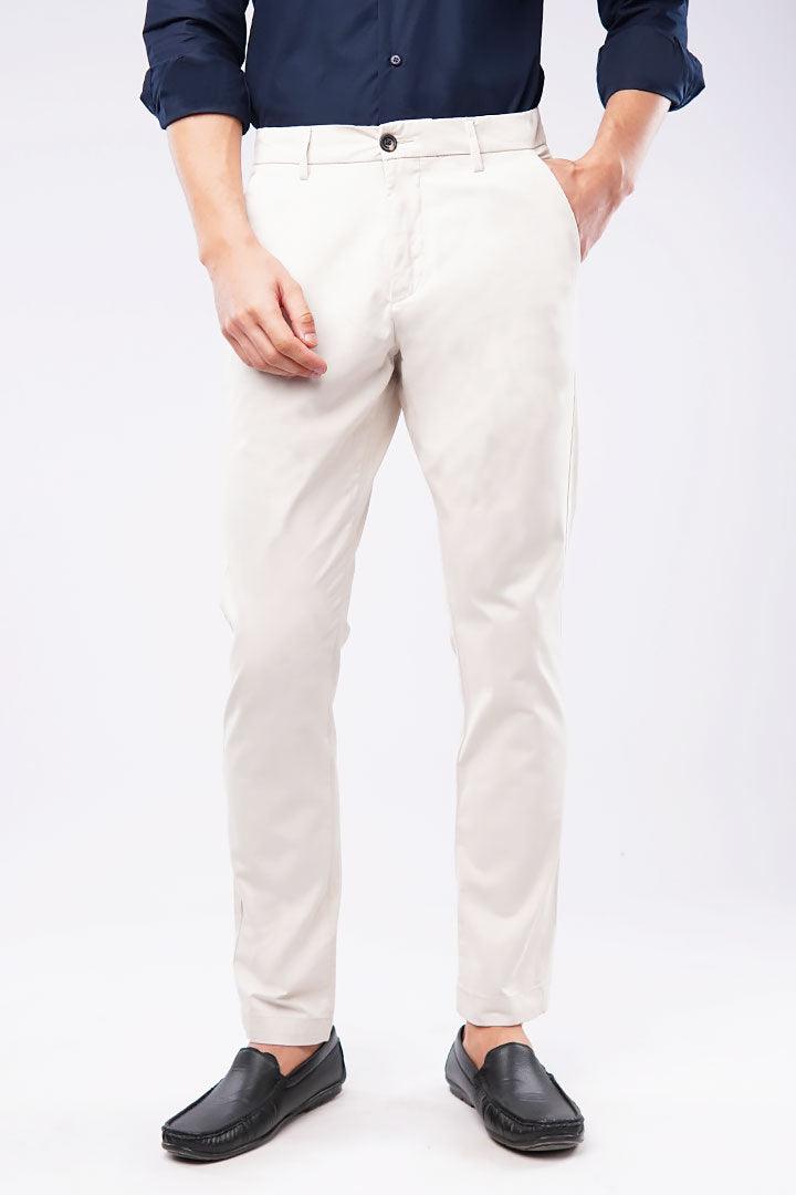 Slim Fit Chinos - Off White - Mendeez