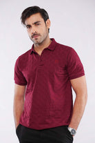 Jacquard Polo Shirt - Maroon - Mendeez