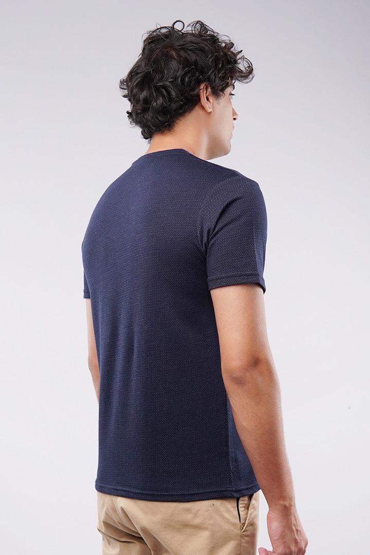 Pattern Pocket T-Shirt - Navy Blue - Mendeez