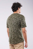 Curved Hem Camouflage T-Shirt - Green - Mendeez