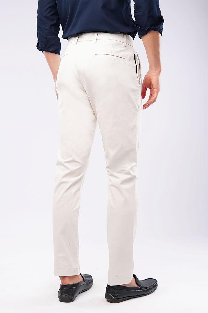 Slim Fit Chinos - Off White - Mendeez