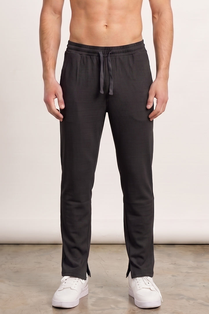 Split Hem Trousers - Black-3-MENDEEZ