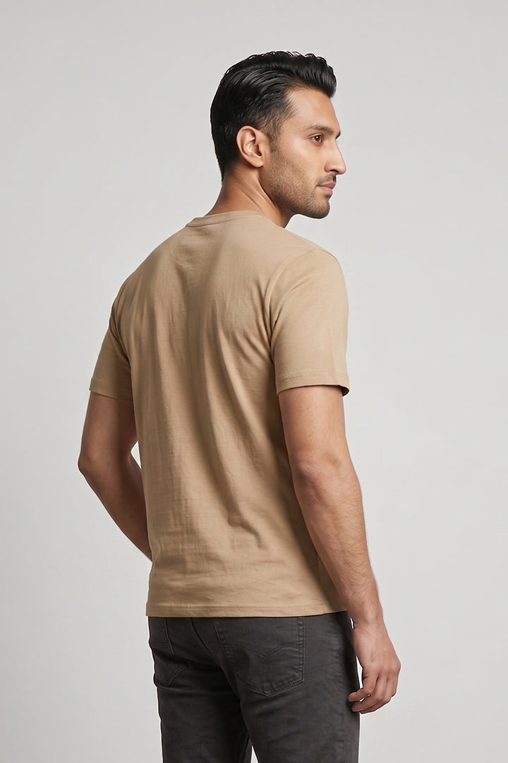 Crew Neck T-Shirt - Beige - Mendeez