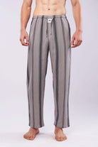 Striped Woven Pajamas - Grey - Mendeez