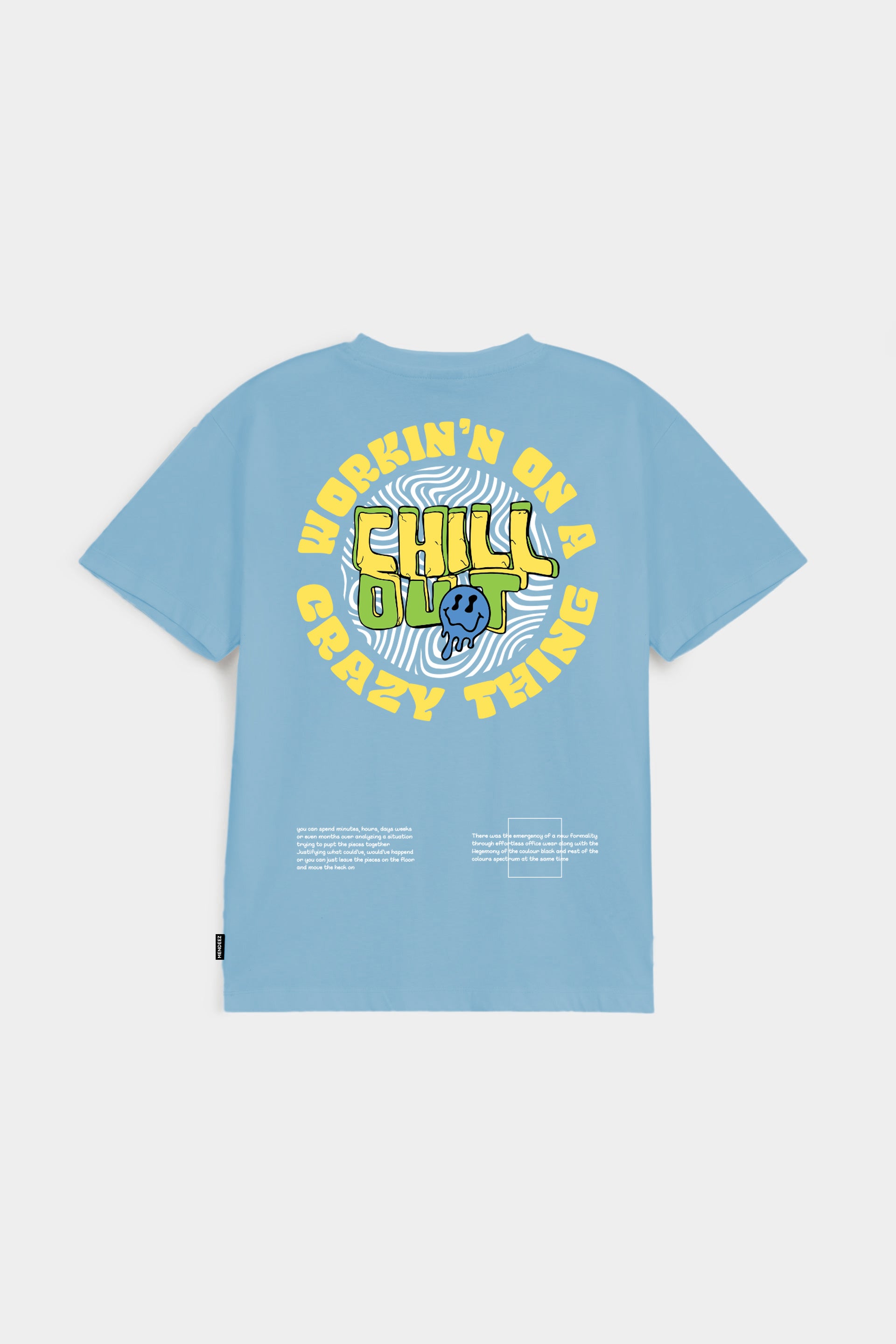 Printed Graphic Tee - Sky Blue - Mendeez