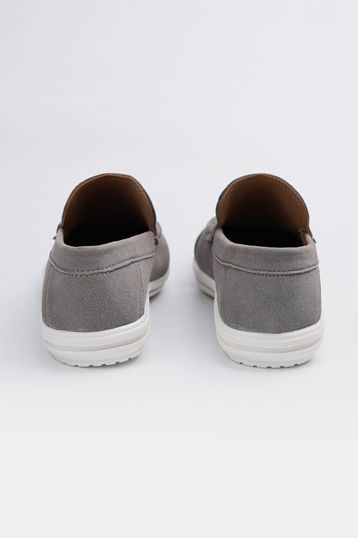 Slip On Suede Loafers - Grey - Mendeez