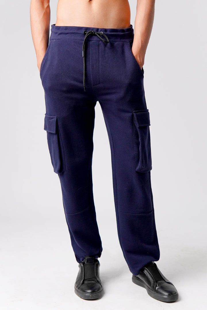 Knit Cargo Trouser- Navy - Mendeez