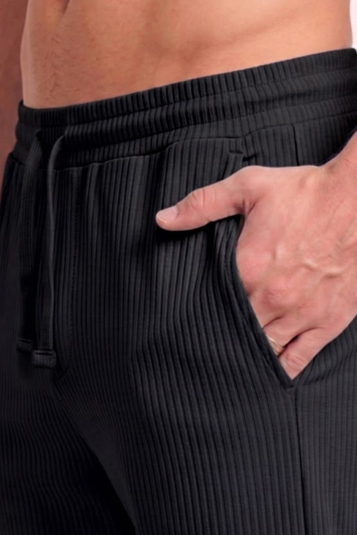 Split Hem Trousers - Black-4-MENDEEZ