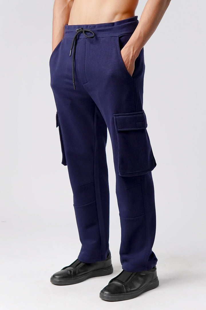 Knit Cargo Trouser- Navy - Mendeez