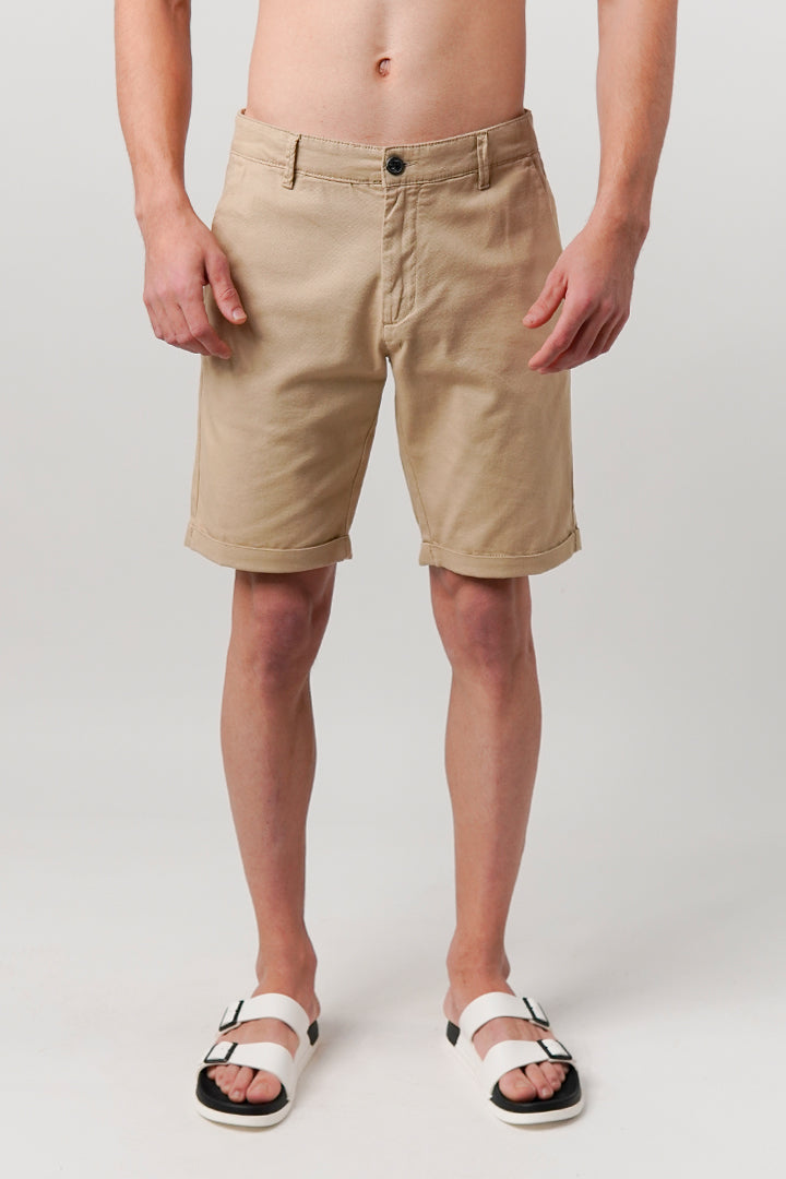 Linen Blend Shorts - Beige - Mendeez