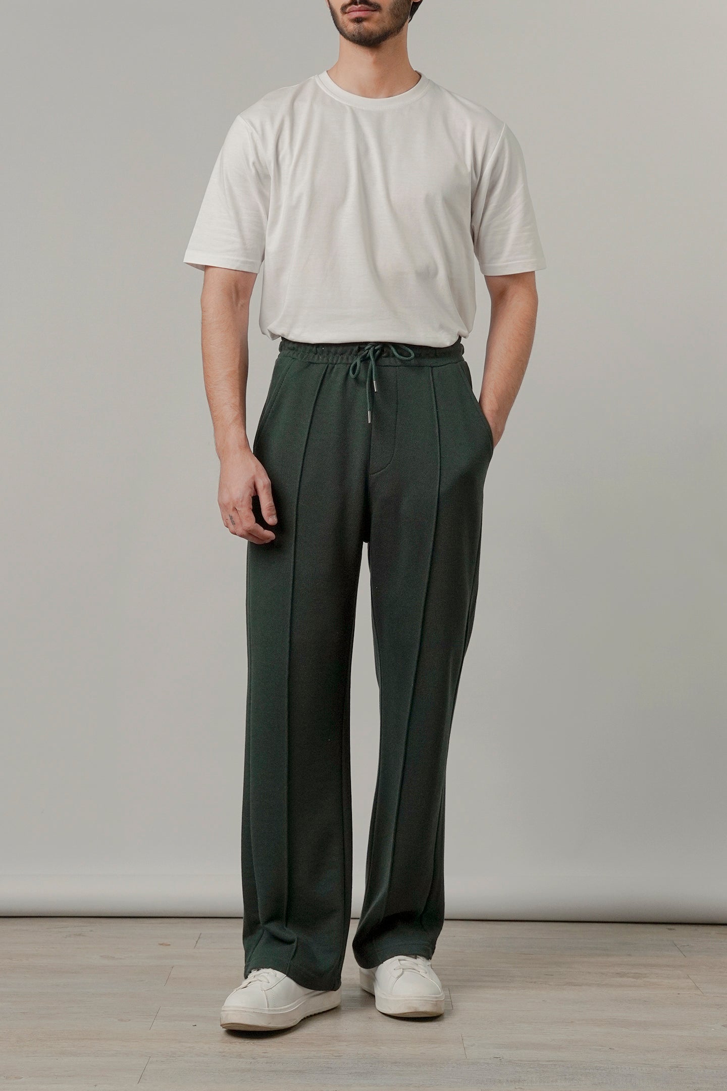 Pintex Jogger Pants - Bottle Green - Mendeez