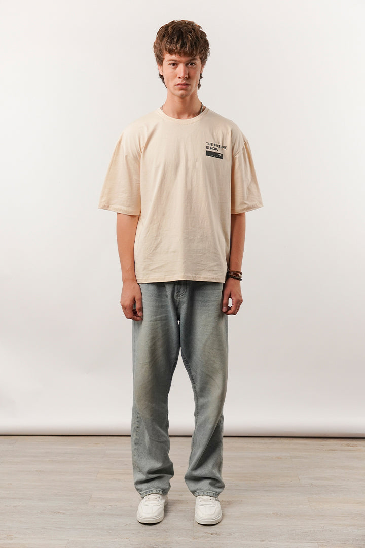 Box Fit Tee - Beige - Mendeez