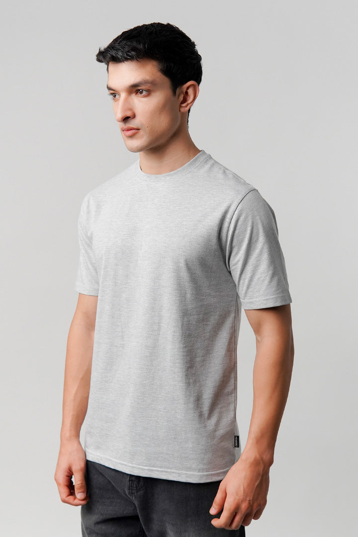 Regular Fit Crew Neck T-Shirt - Heather Grey - Mendeez