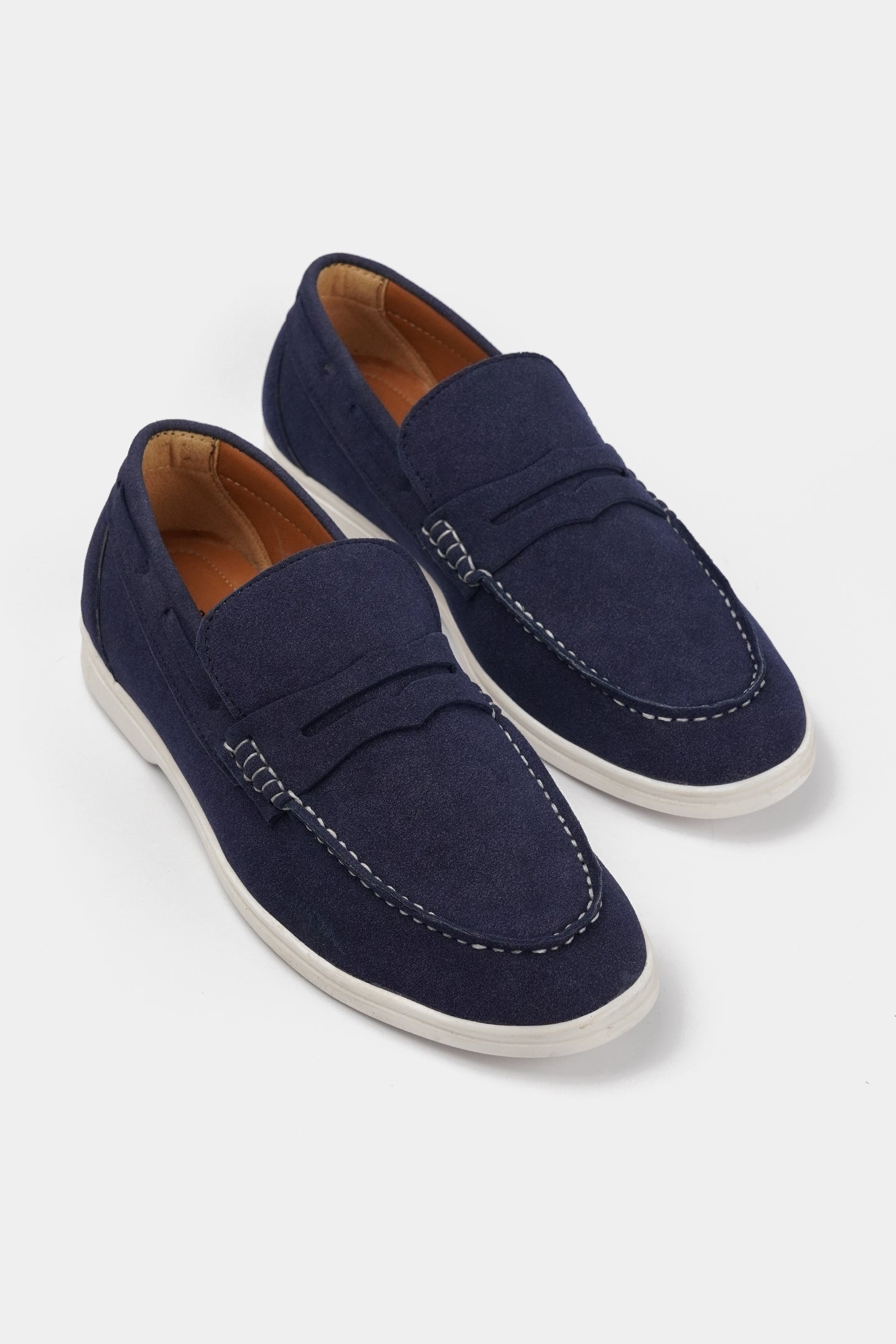Penny Suede Loafers - Navy Blue - Mendeez