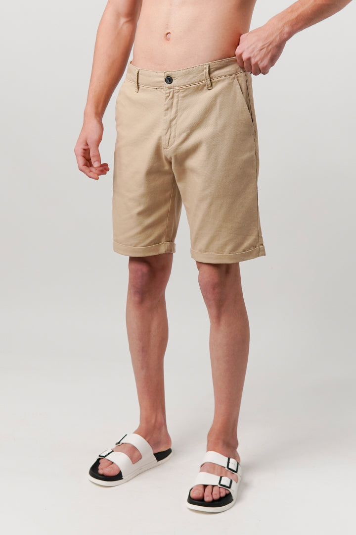 Linen Blend Shorts - Beige - Mendeez